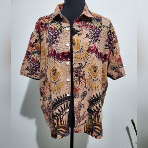 INCERUN XL 100% Cotton Floral Short Sleeve Button Down Shirt Colorful Resort Fes